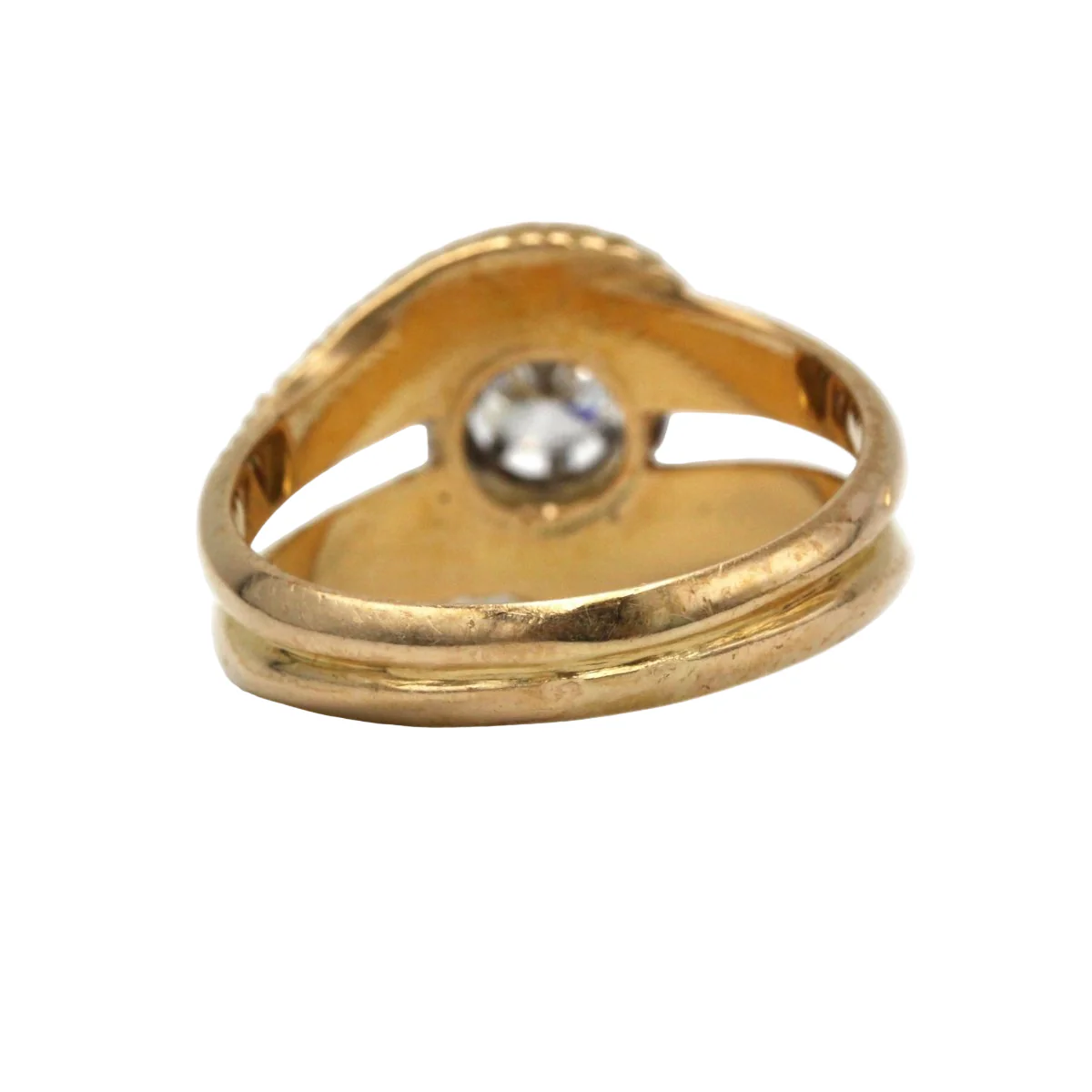 Bague en or jaune, platine, et diamant - Image 4
