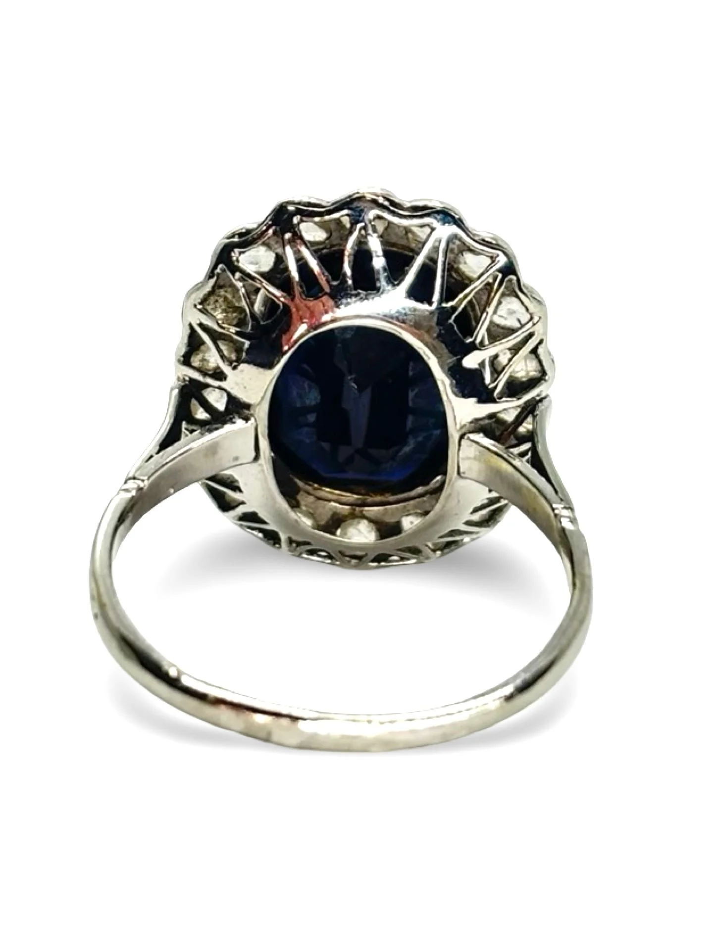 Bague ancienne or blanc saphir 5 ct et diamants 0,60 ct - Image 5