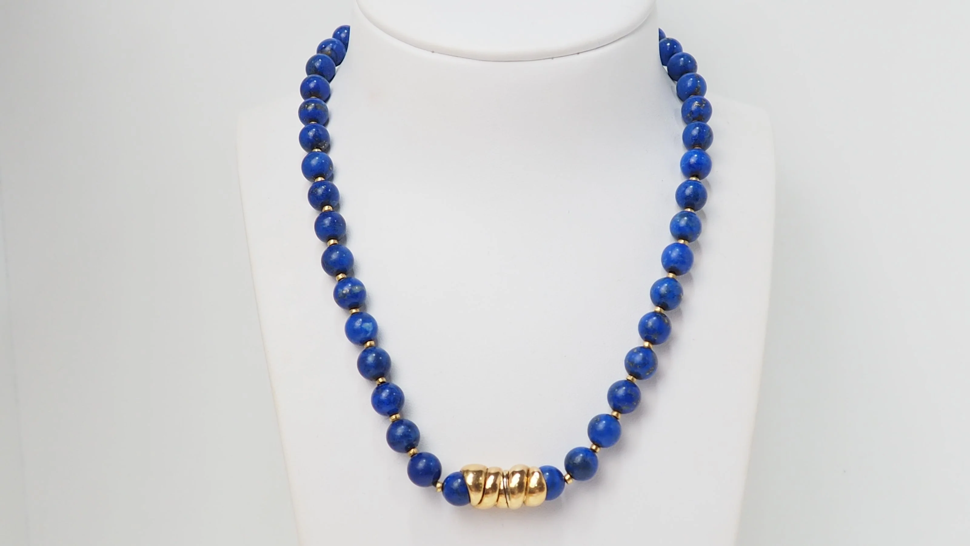 Collier De Perles de Lapis Lazuli Et Fermoir En Or - Image 2