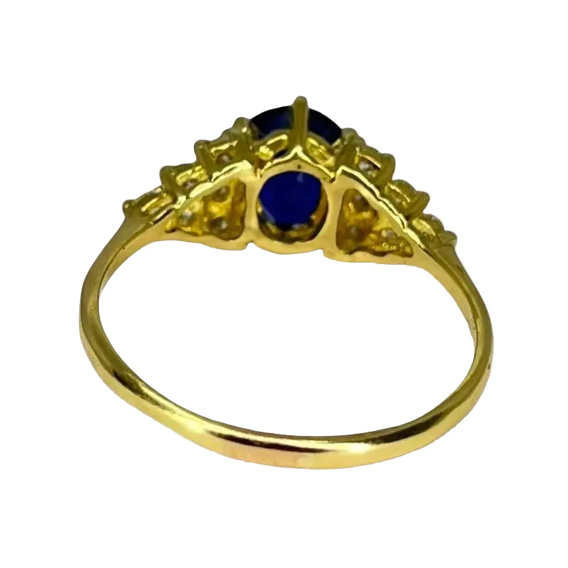 Bague en or jaune, saphir, et diamants - Image 5