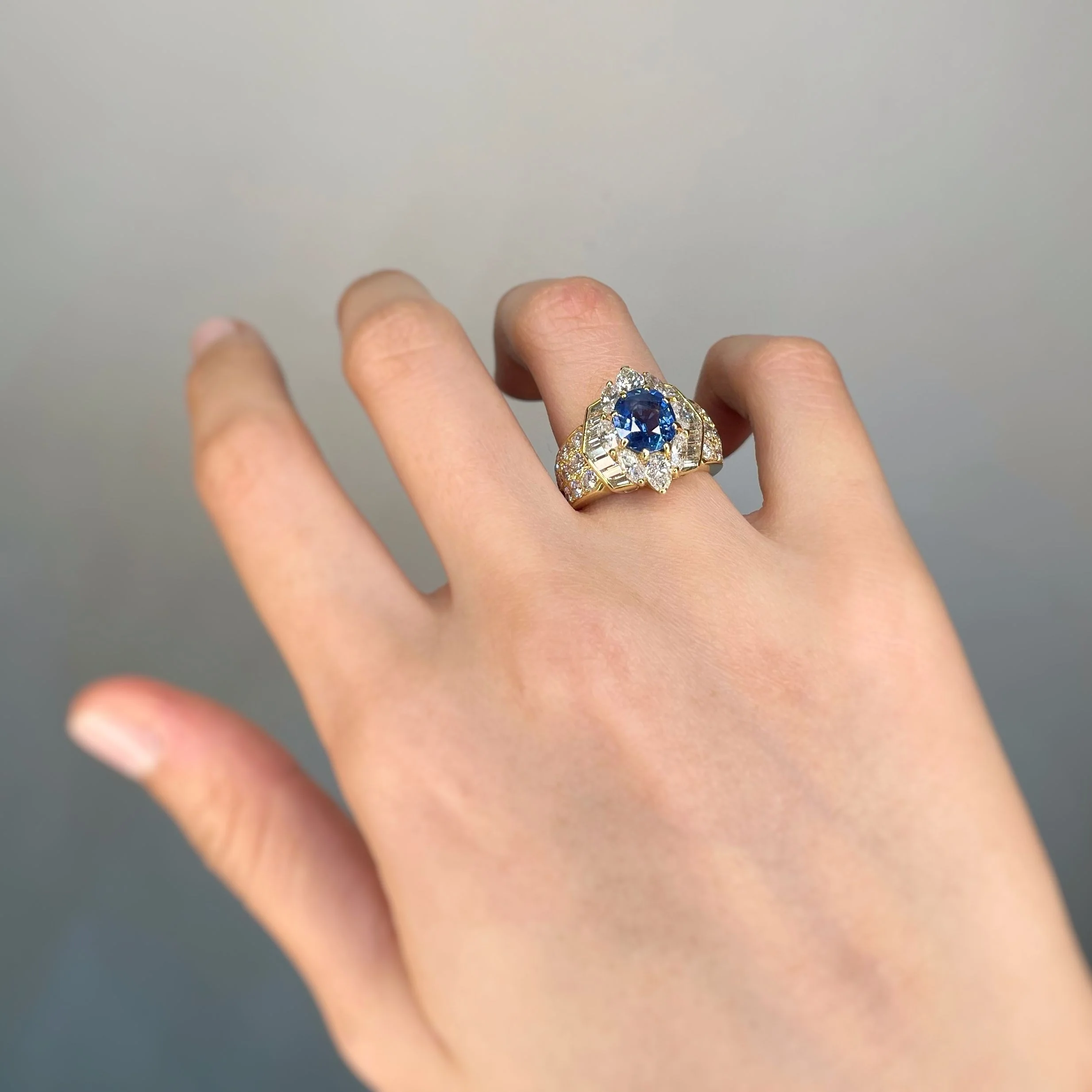 Bague - Or, Diamants & Saphir - Image 5
