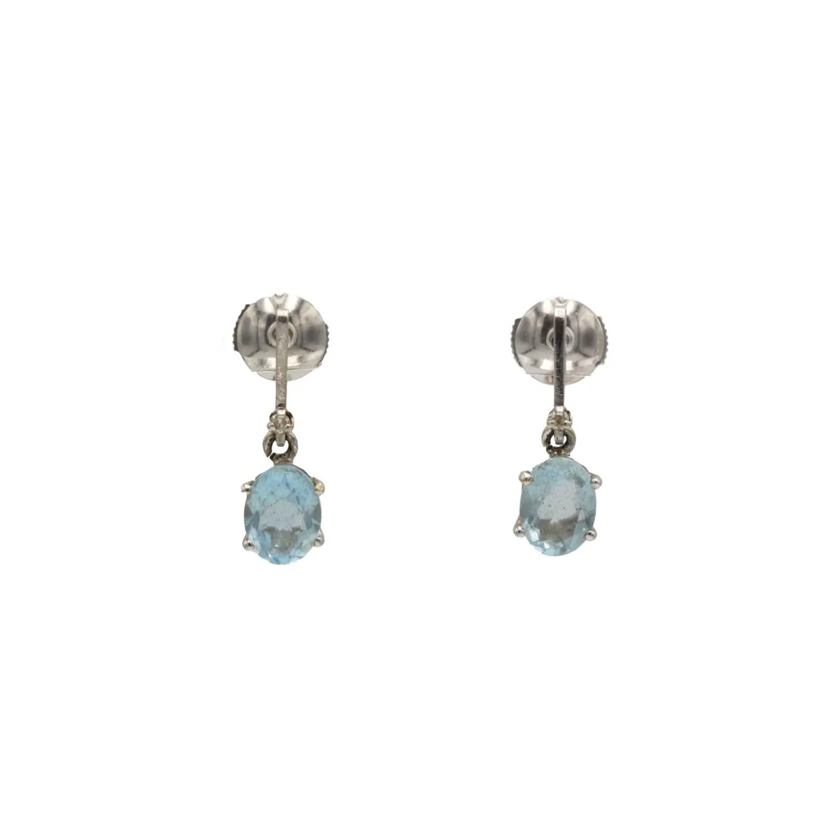 Boucles d'oreilles Puces en or blanc, aigues-marines et diamants