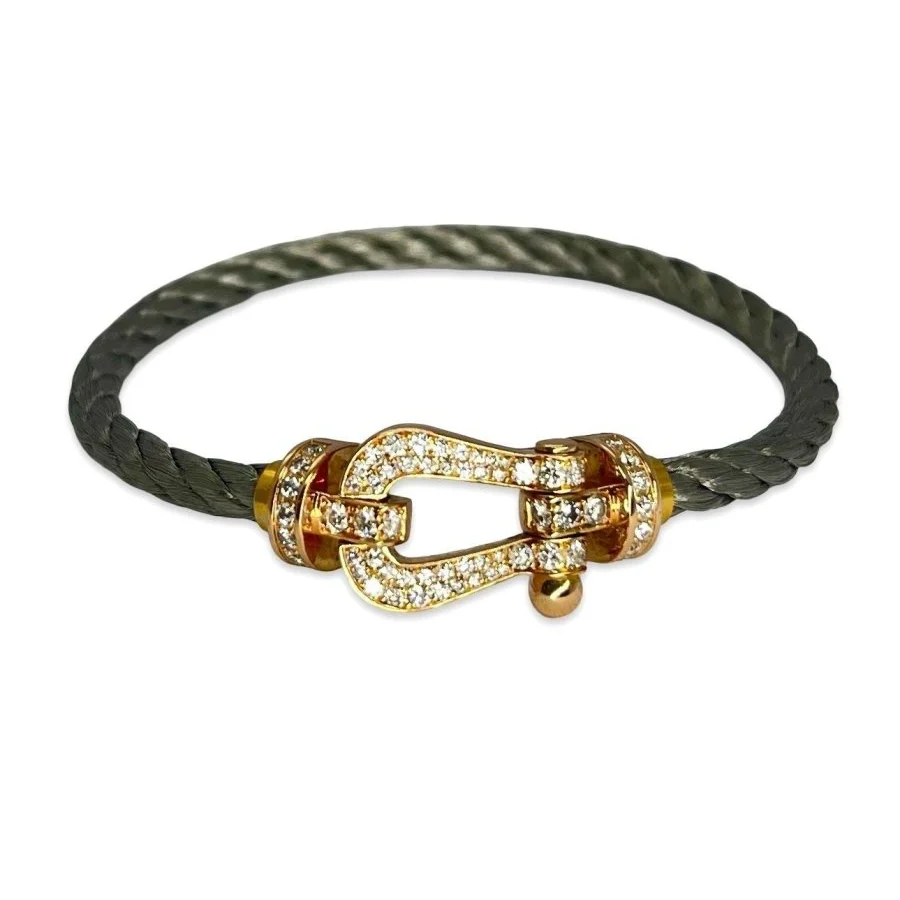 Bracelet Souple FRED "Force 10" en or rose, acier et diamants