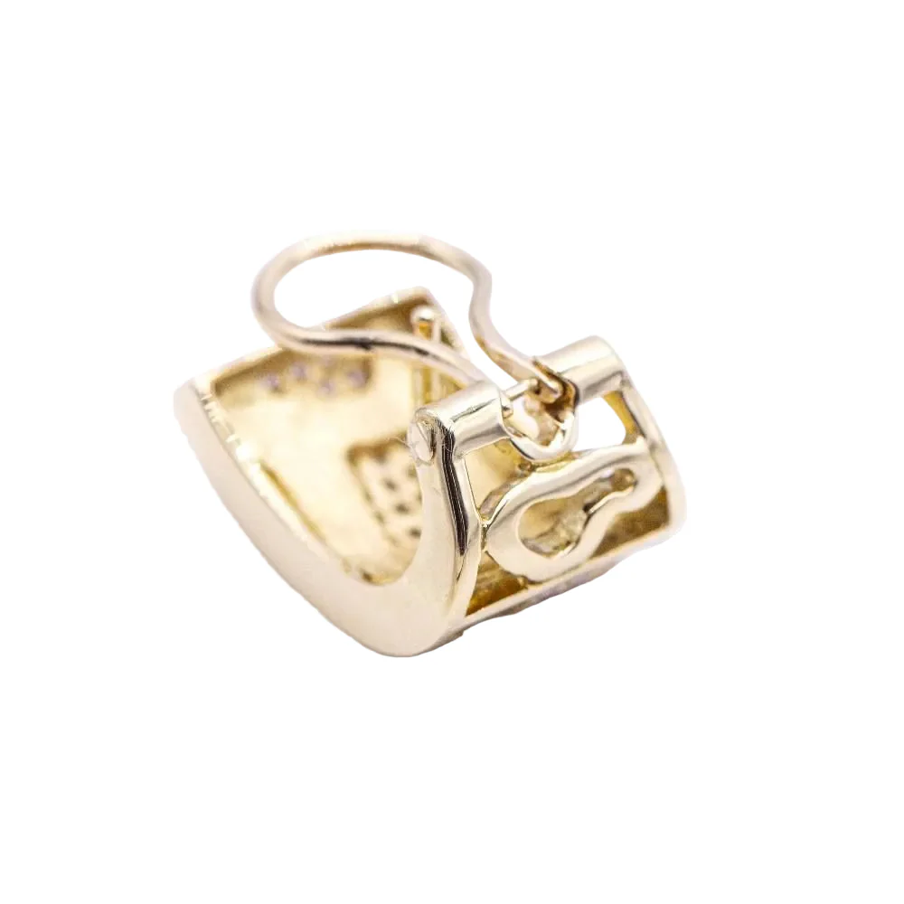 Boucles d'oreilles Clips en or jaune, émail et diamants - Image 5