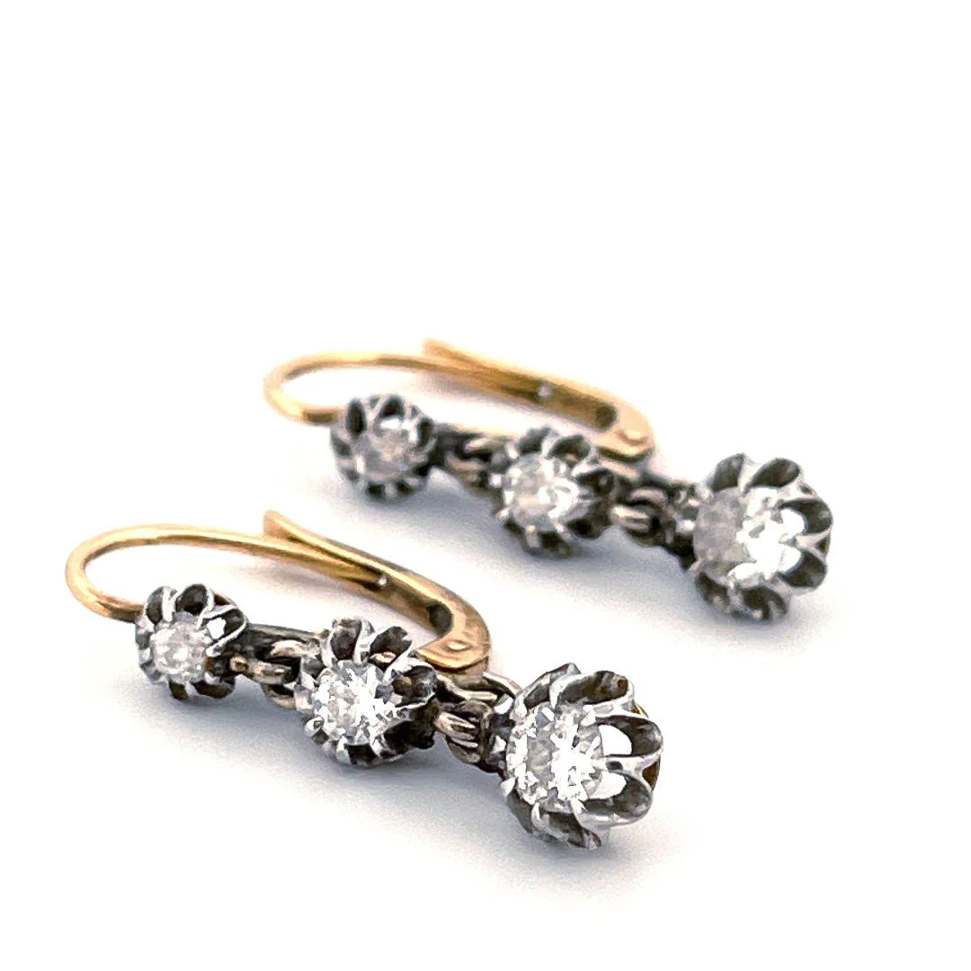 Boucles d'oreilles Dormeuses en or jaune et diamants