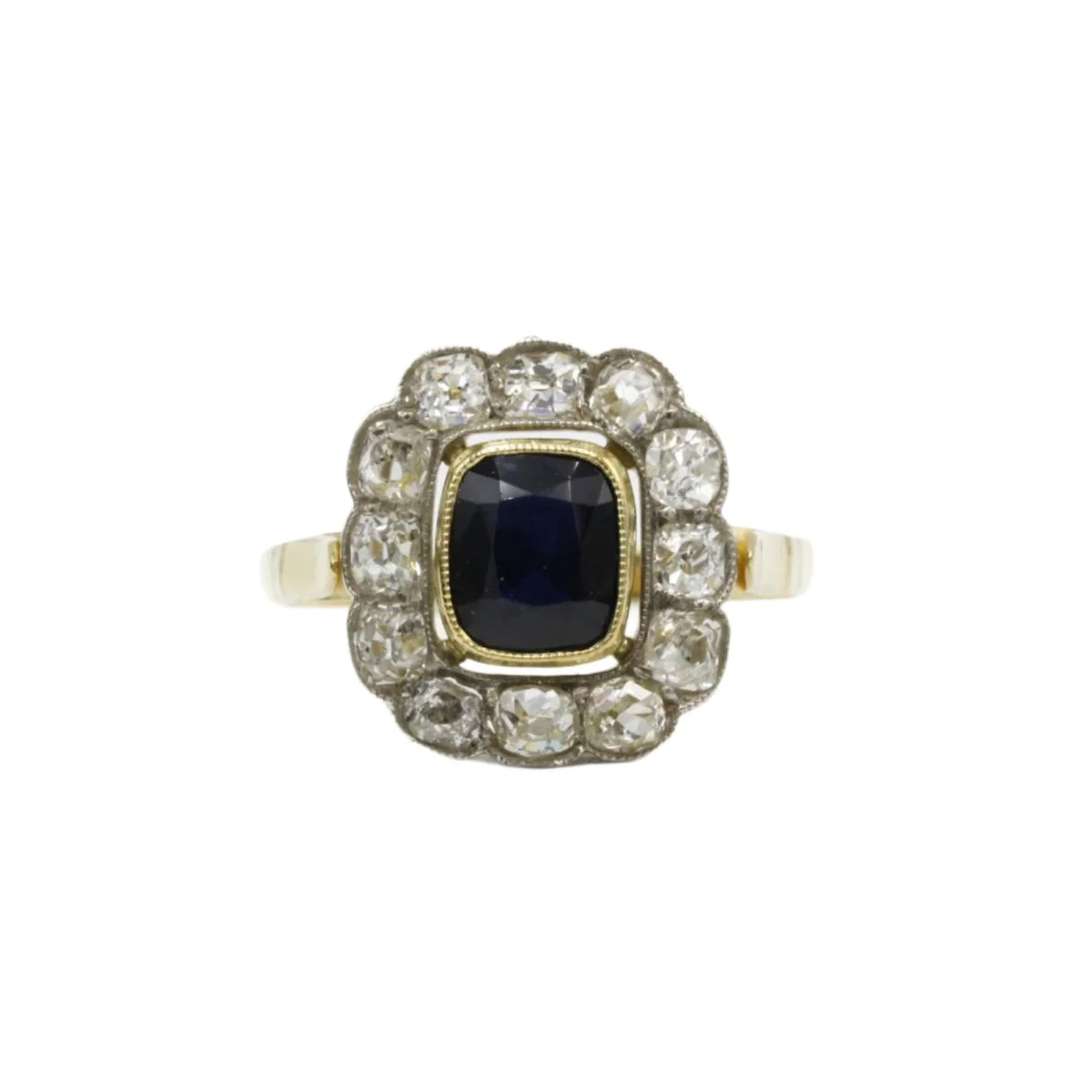 Bague Marguerite en or, saphir et diamants