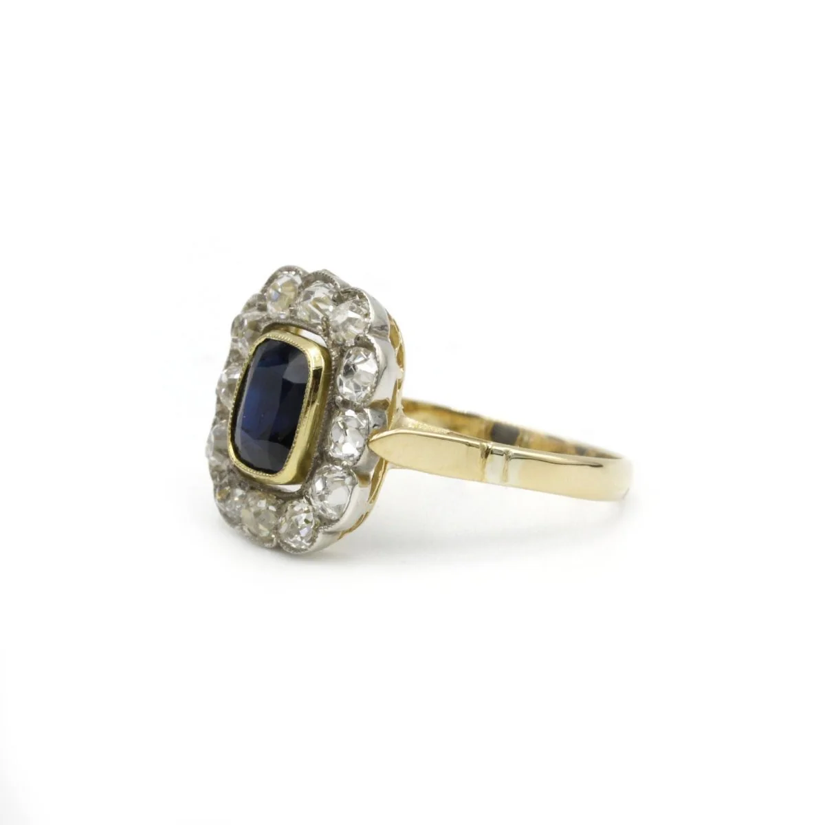 Bague Marguerite en or, saphir et diamants - Image 2