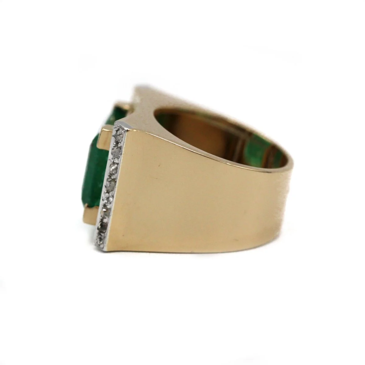 Bague - Or, Platine, Diamants & Emeraude - Image 3