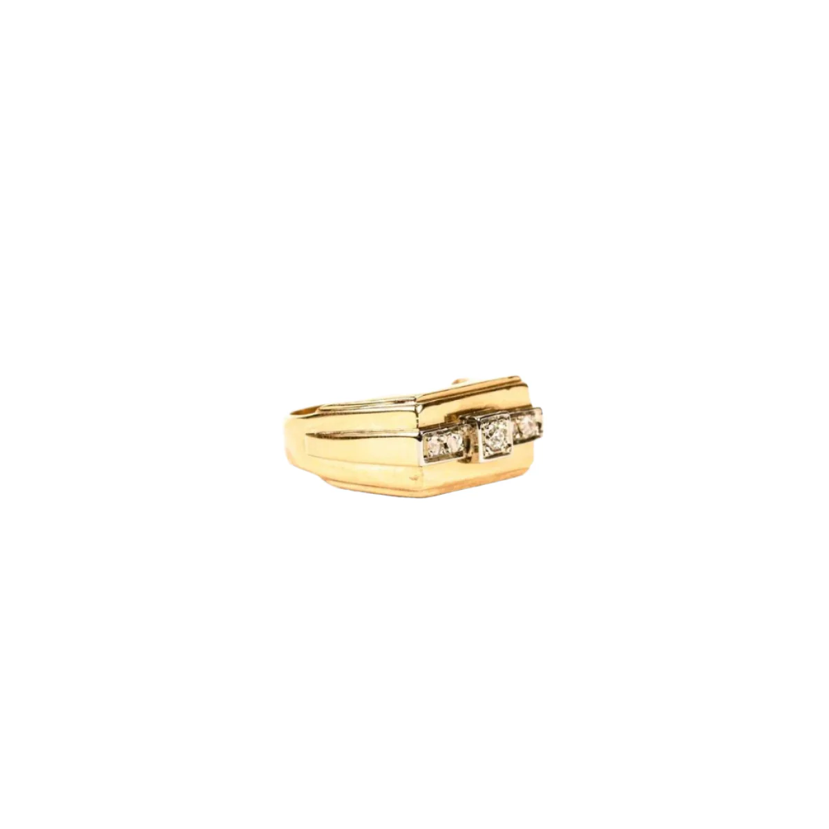 Bague Tank chevalière diamants en or jaune - Image 3
