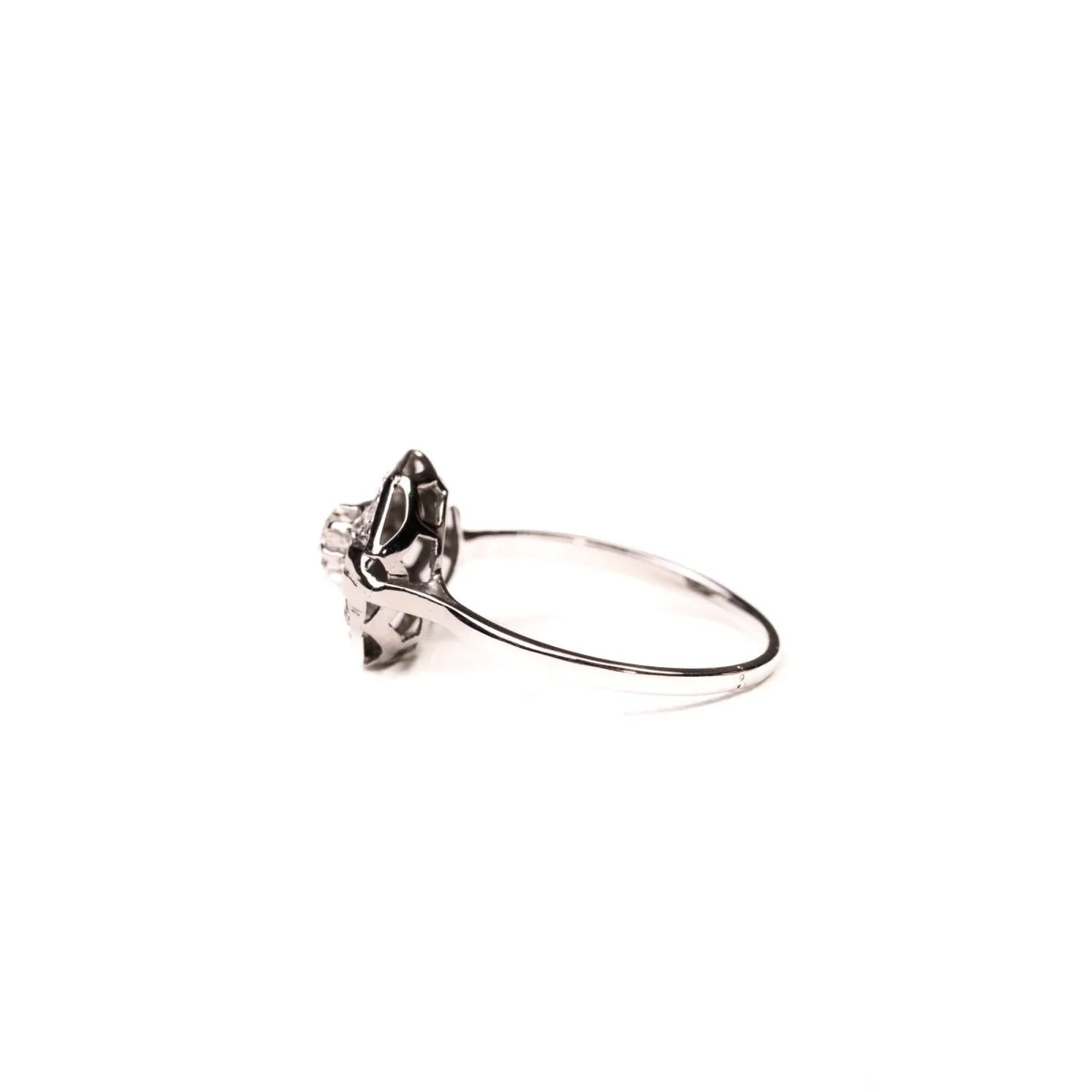 Bague Art Déco octogonale diamants or blanc et platine - Image 3
