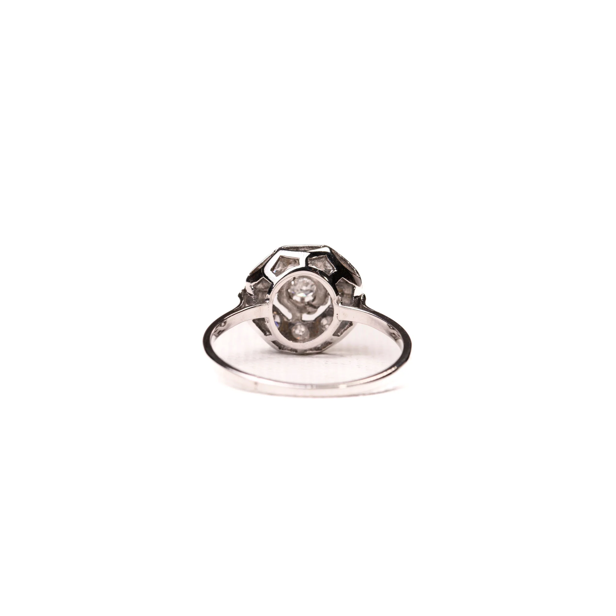 Bague Art Déco octogonale diamants or blanc et platine - Image 6