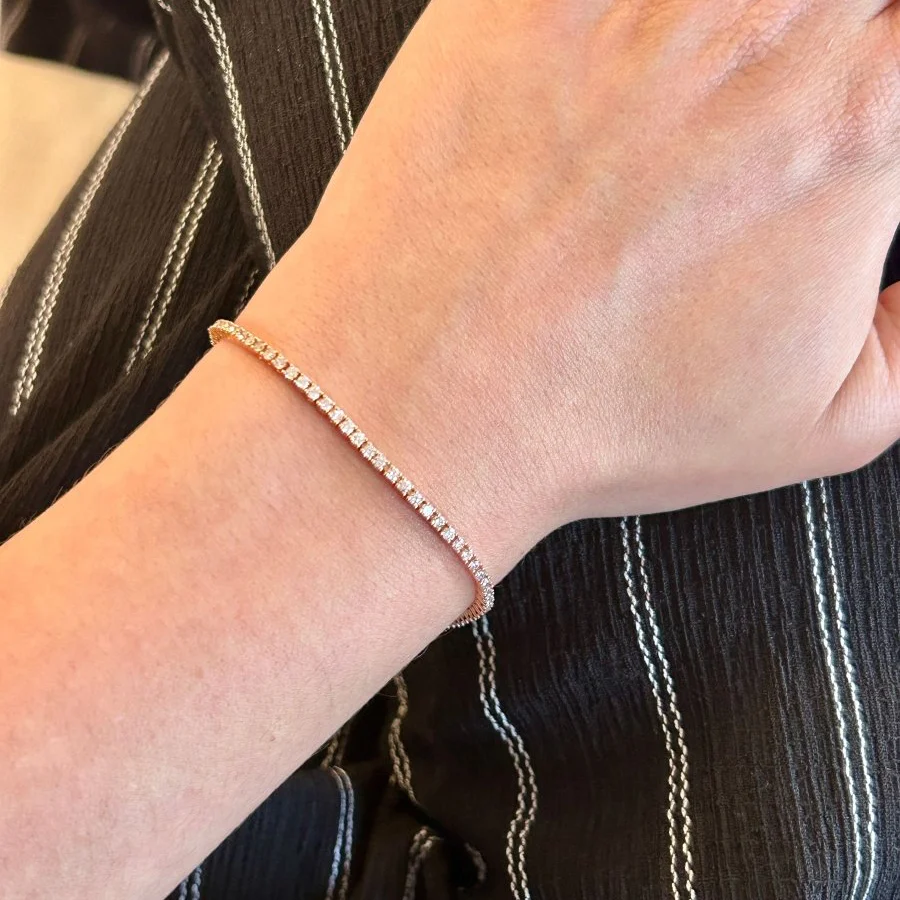 Bracelet Ligne en or rose et diamants - Image 2