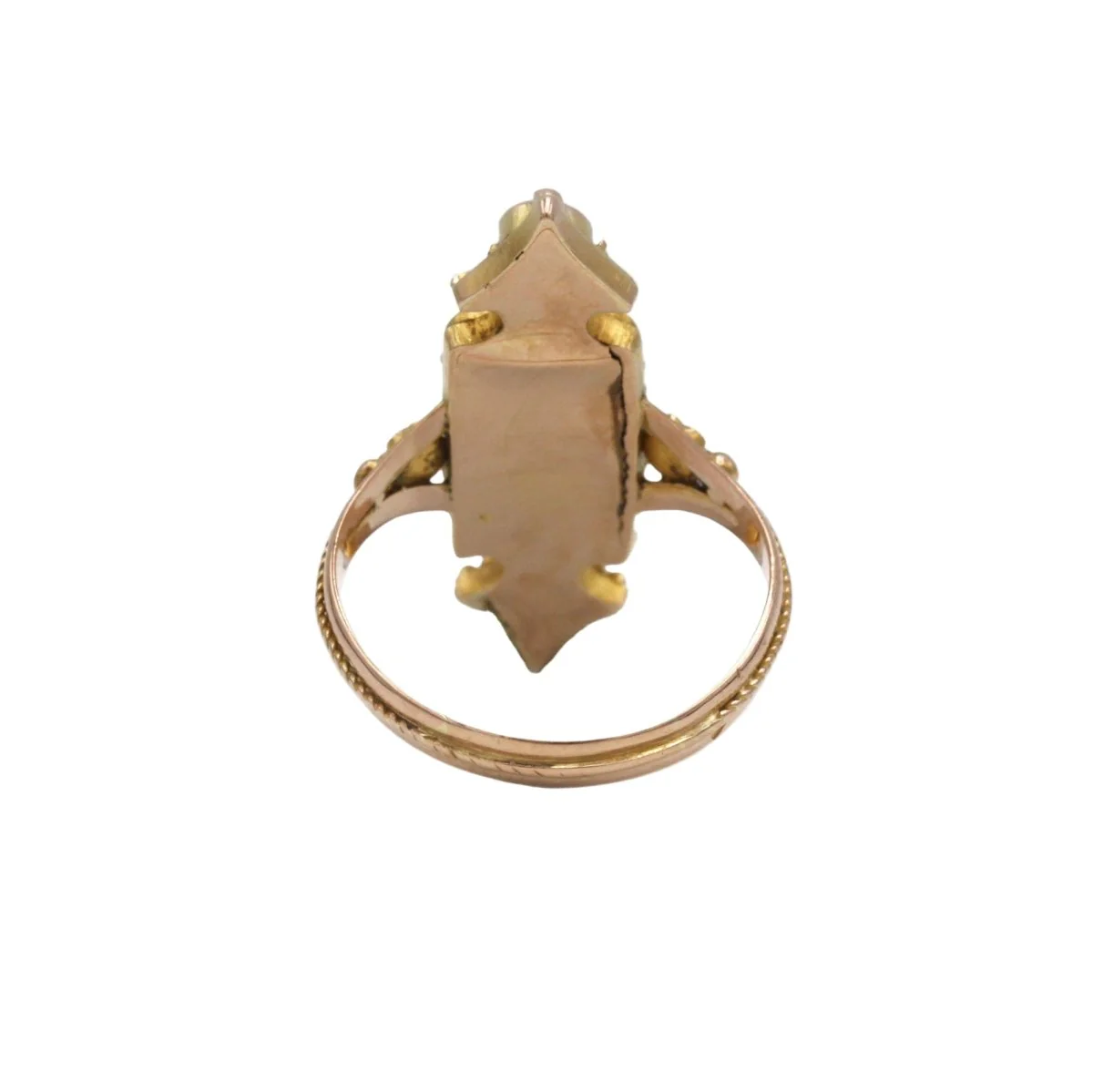 Bague Marquise Ancienne - Or, Nacre, Demi-perles & Grenats - Image 3