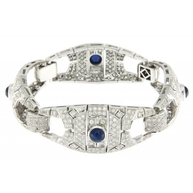 Bracelet or blanc diamants saphirs
