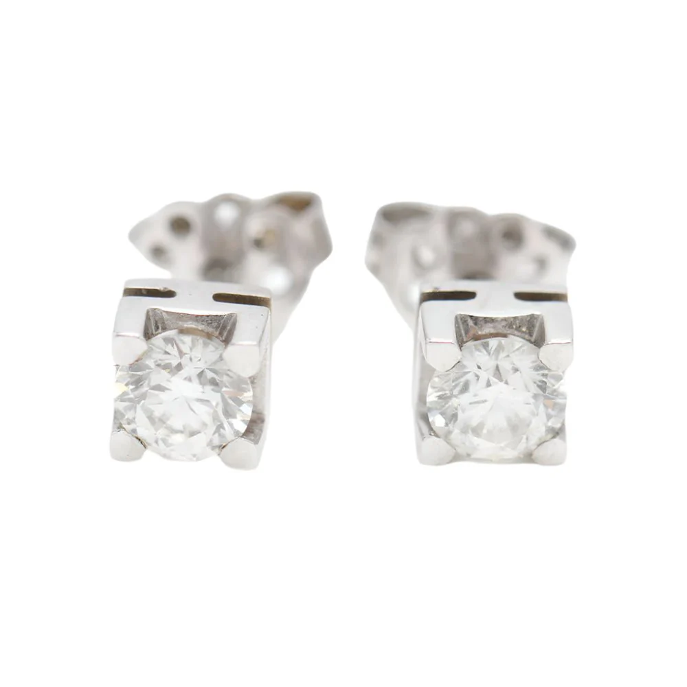 Boucles d'oreilles Dormeuses en or blanc et diamants - Image 2