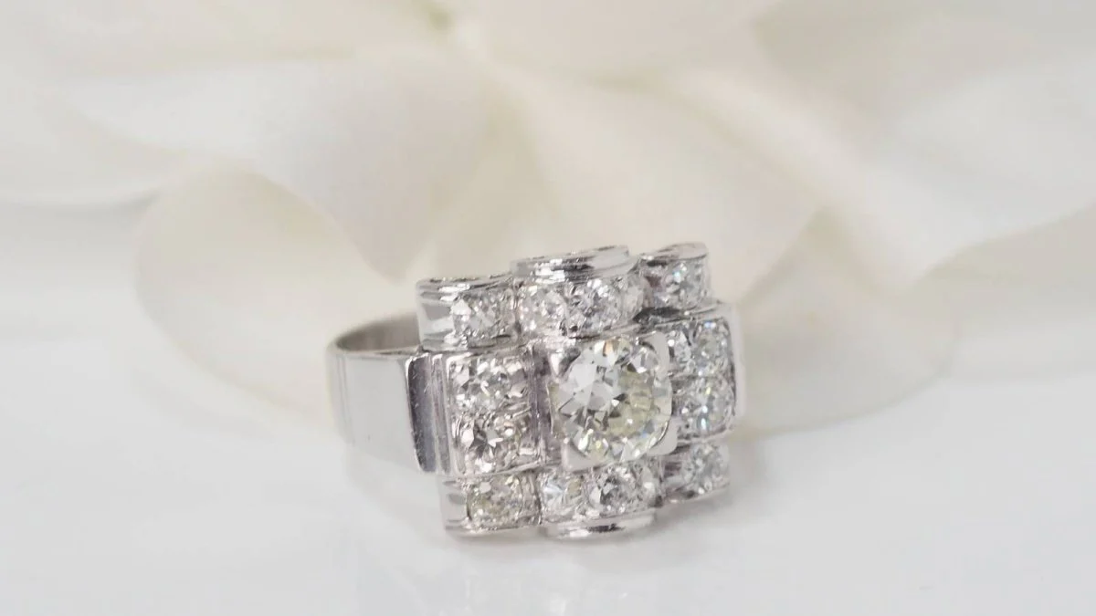 Bague ancienne en platine et diamants - Image 3