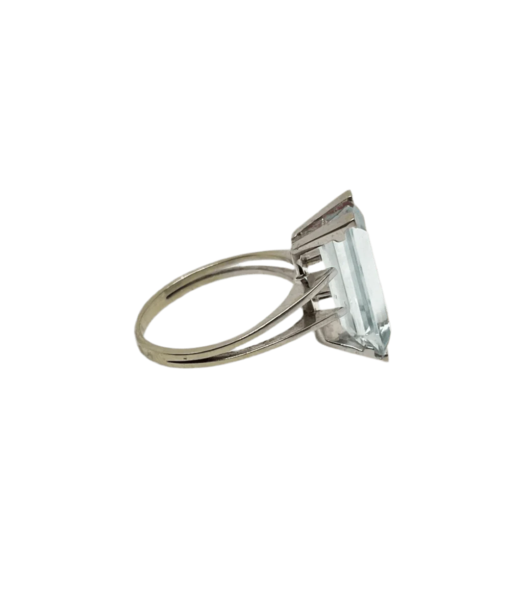 Bague Cocktail en or blanc et aigue-marine - Image 4
