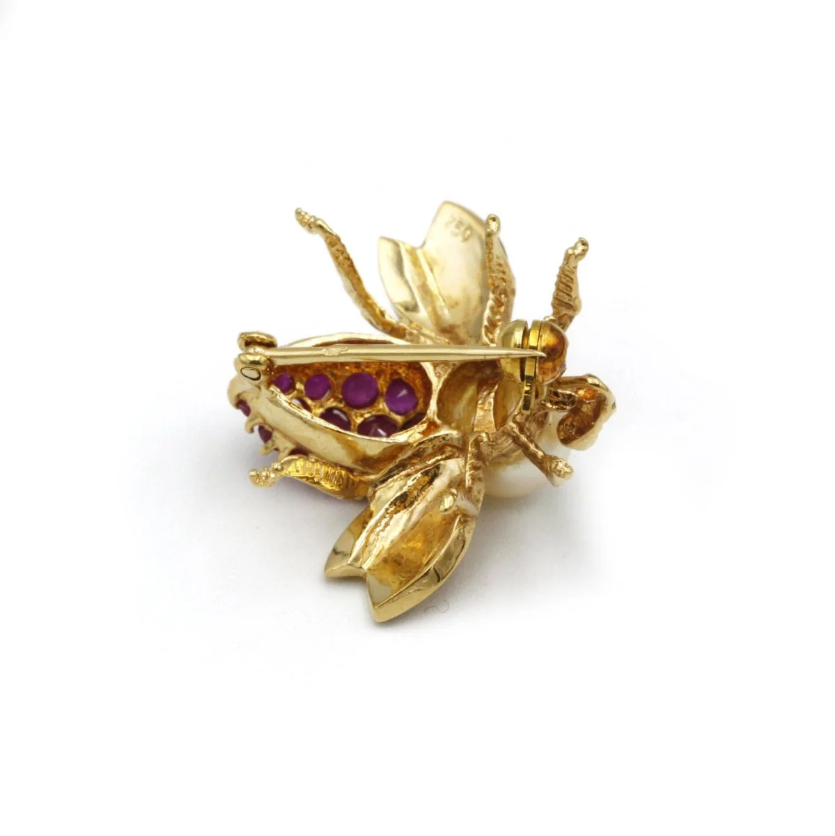 Broche Abeille - Or, rubis & perle - Image 2