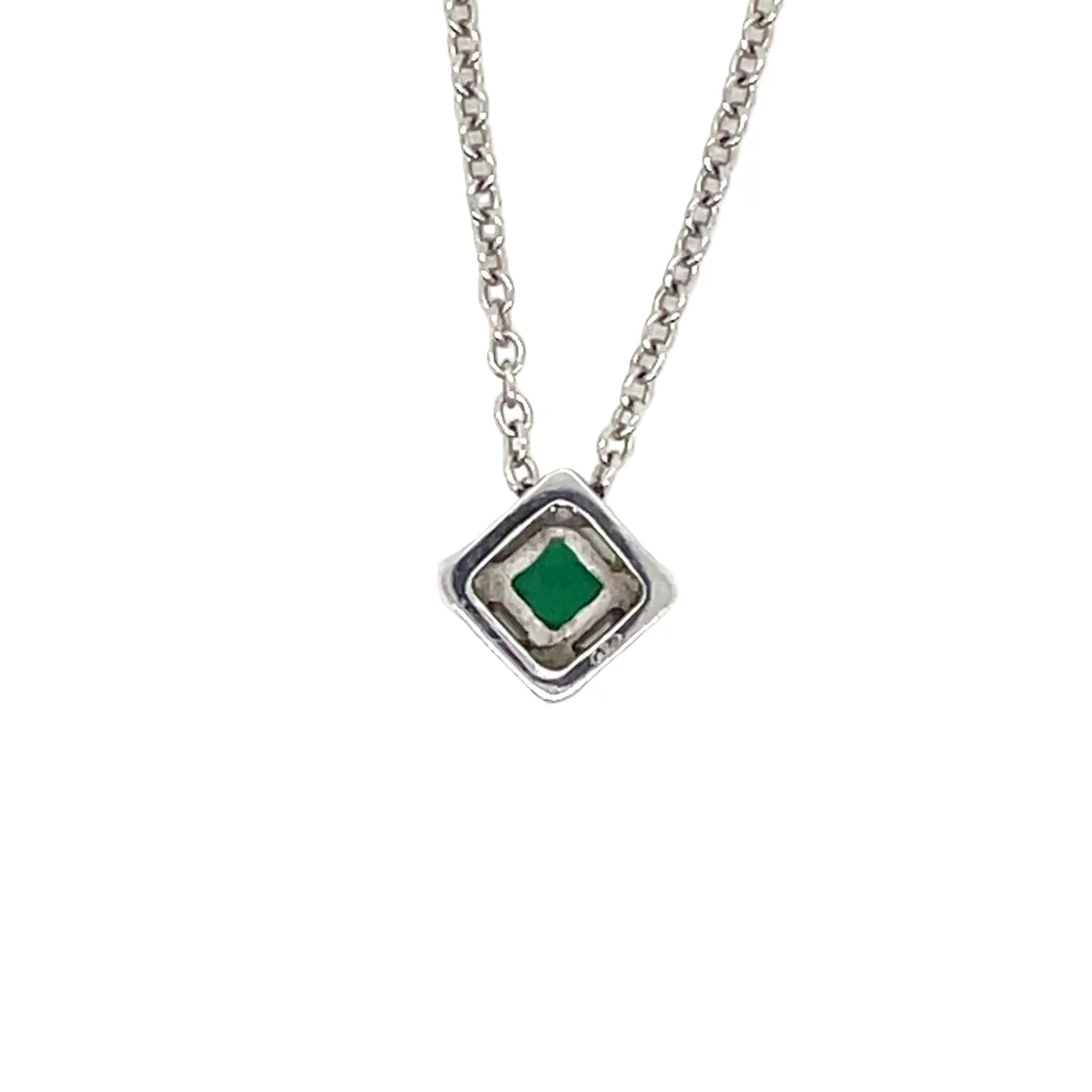Collier en or blanc, émeraude et diamants - Image 2
