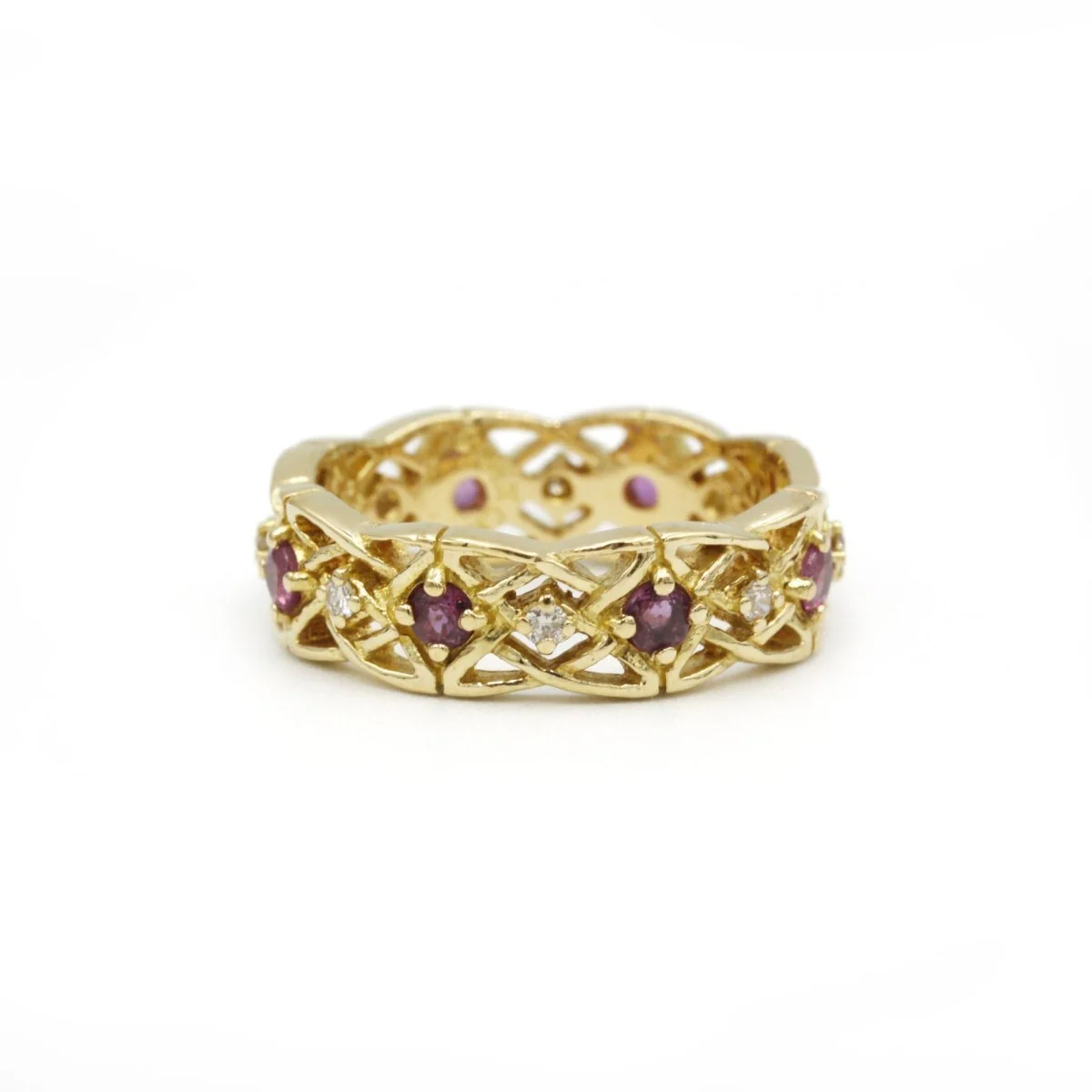 Bague GIVENCHY en or jaune, rubis et diamants