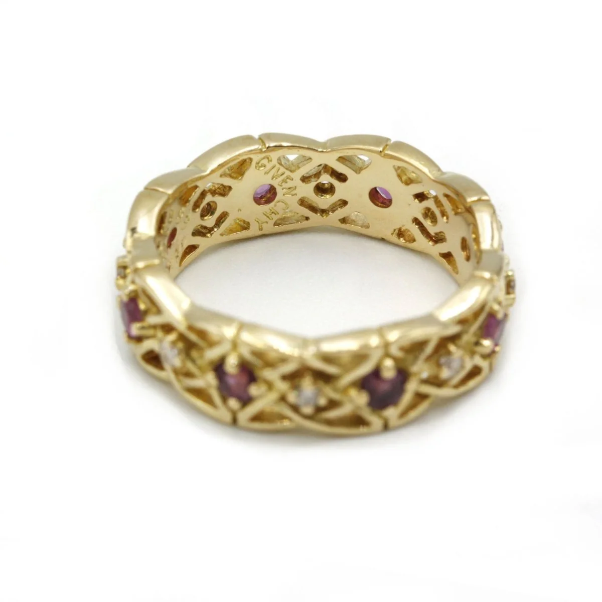 Bague GIVENCHY en or jaune, rubis et diamants - Image 2