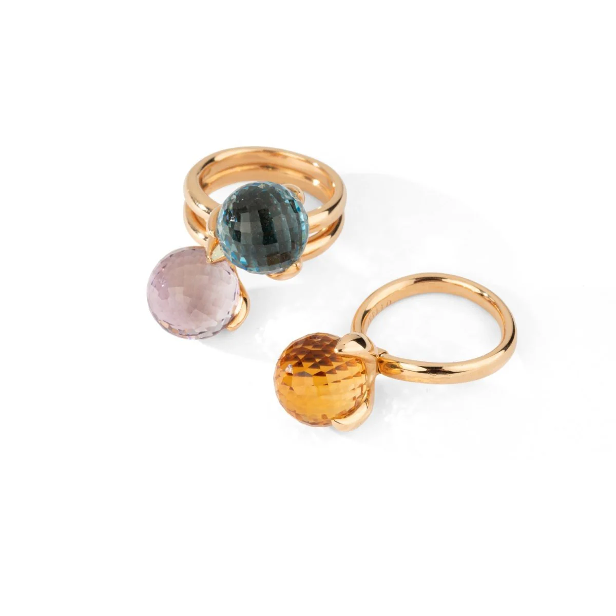 Deux bagues en or jaune, améthyste, topaze bleue et citrine - Image 3