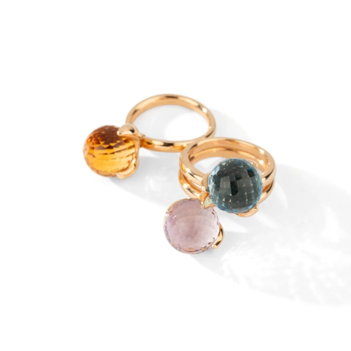 Deux bagues en or jaune, améthyste, topaze bleue et citrine - Image 4