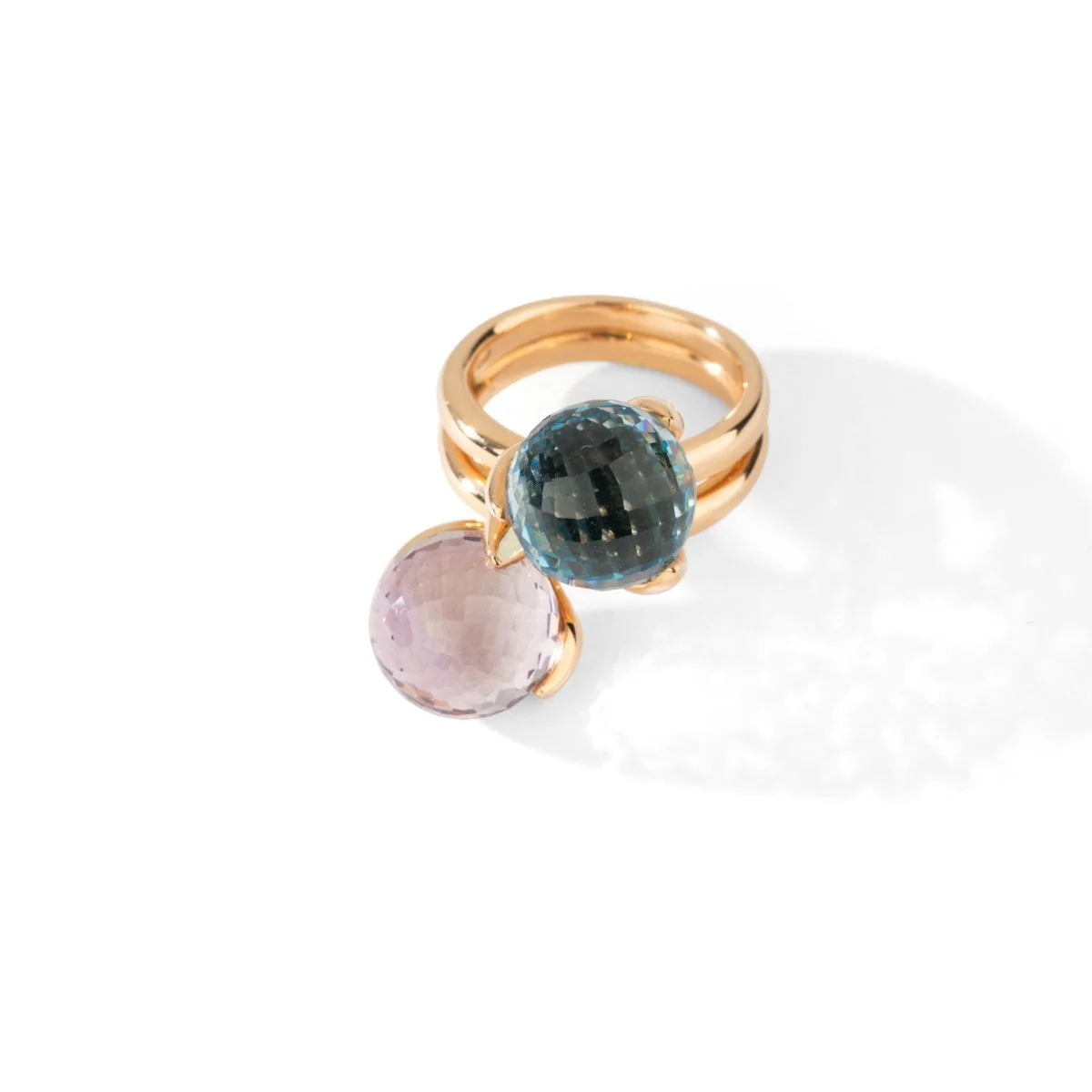Deux bagues en or jaune, améthyste, topaze bleue et citrine - Image 5