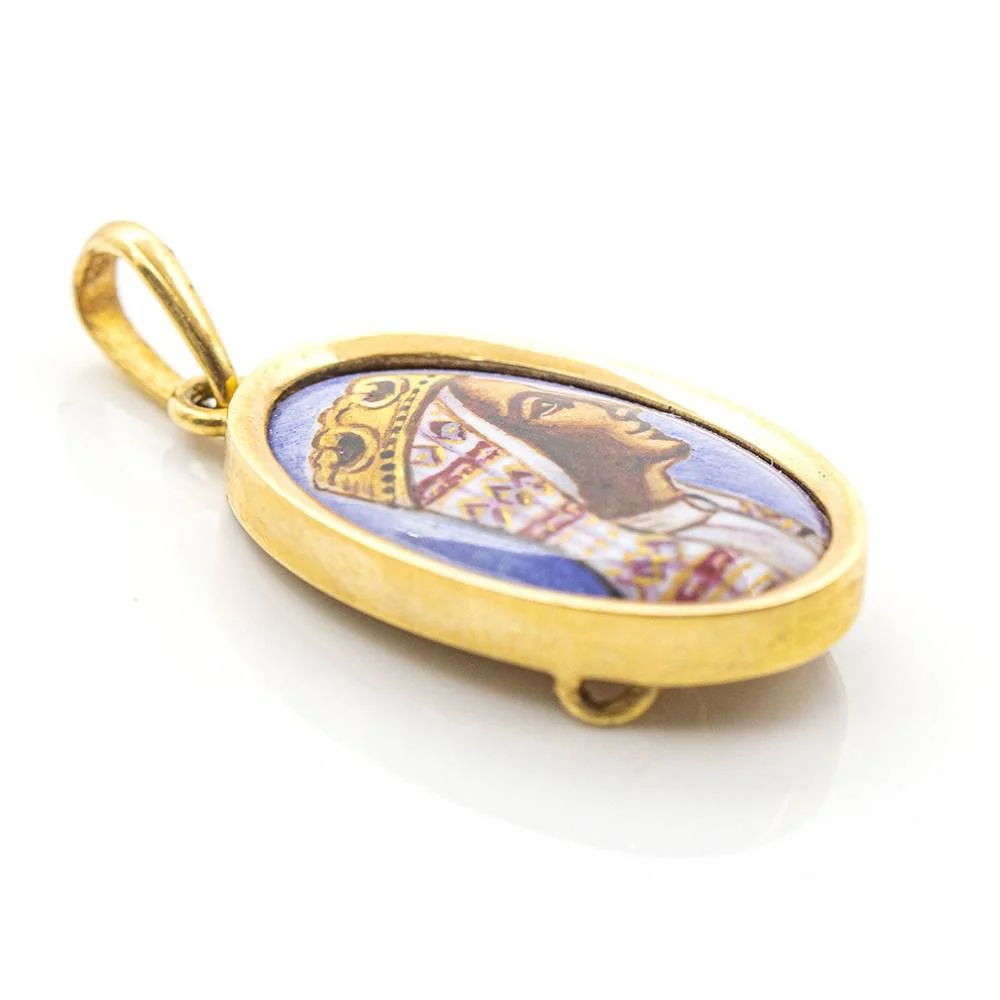 Médaille en or et émail de la Vierge Montserrat d'occasion - Image 2