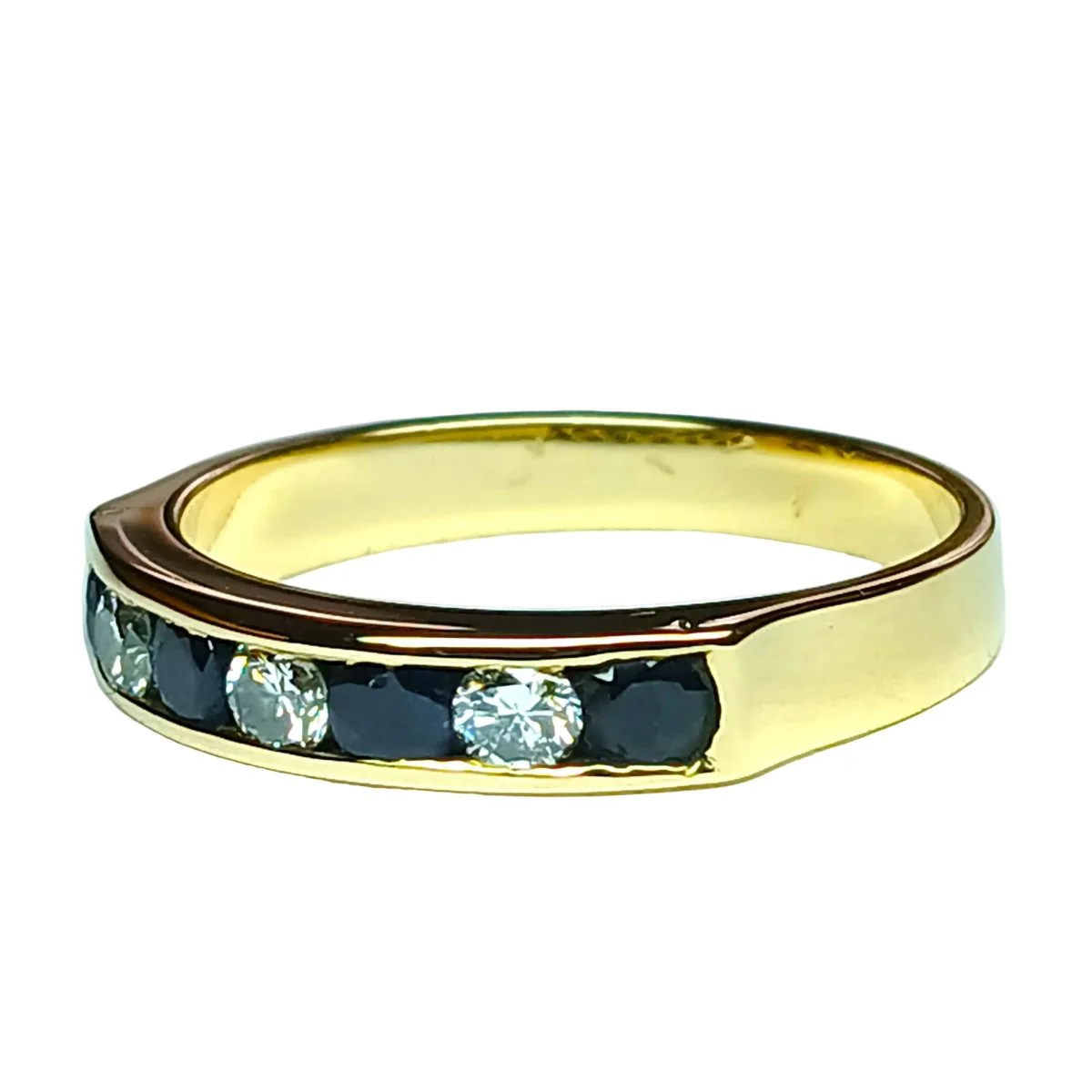 Bague Alliance en or jaune, saphirs et diamants - Image 3