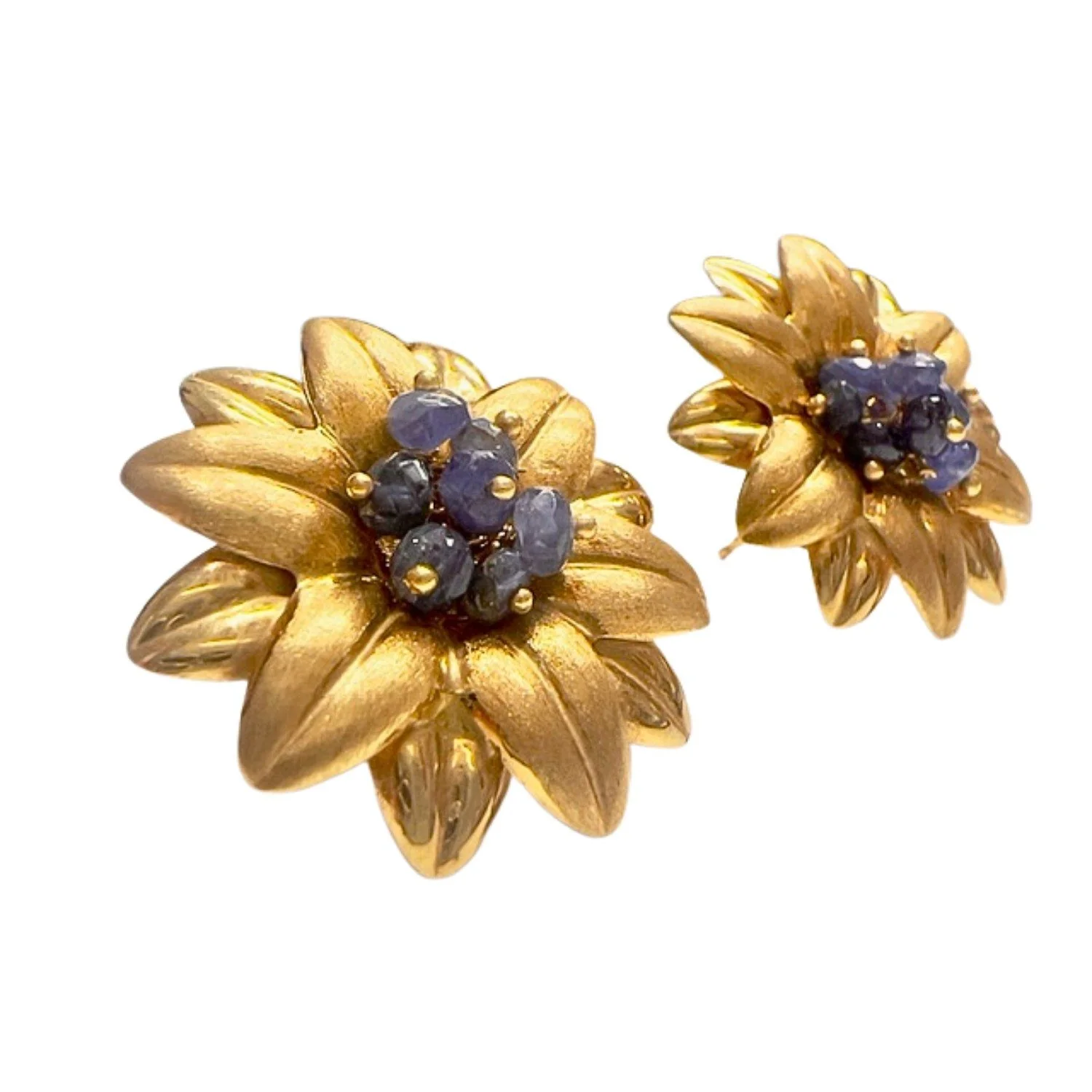 PENDIENTES DISEÑO CONTEMPORÁNEO SIGLO XX de ORO 18 kts con ZAFIROS - Image 3