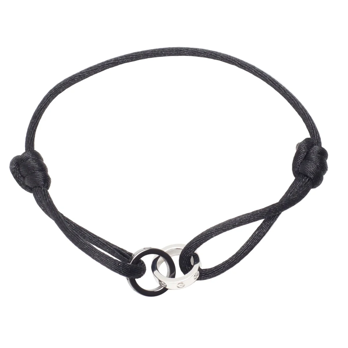 Bracelet Souple CARTIER "Love Cord" en or blanc, céramique et diamants