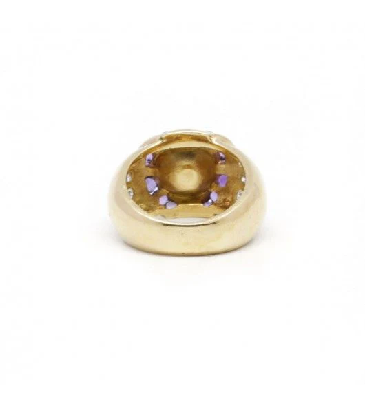 Bague - Or, Perle, Améthystes et Diamants - Image 4