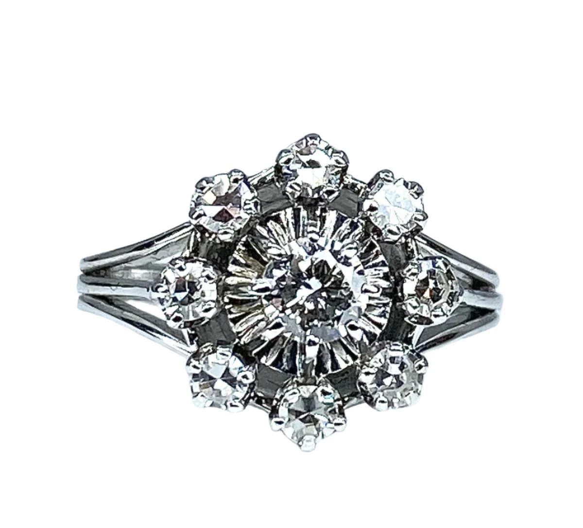 Bague marguerite en or 18 carats et diamants