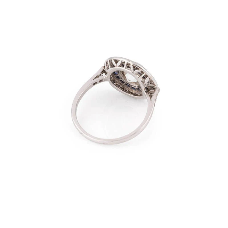 Bague Art Déco en platine, diamants et saphirs - Image 3
