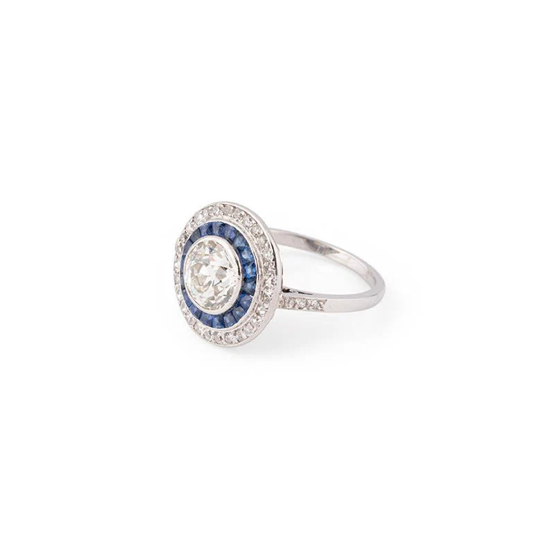 Bague Art Déco en platine, diamants et saphirs - Image 5