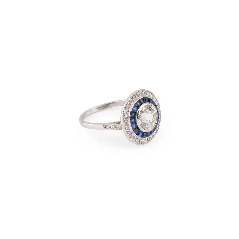 Bague Art Déco en platine, diamants et saphirs - Image 6