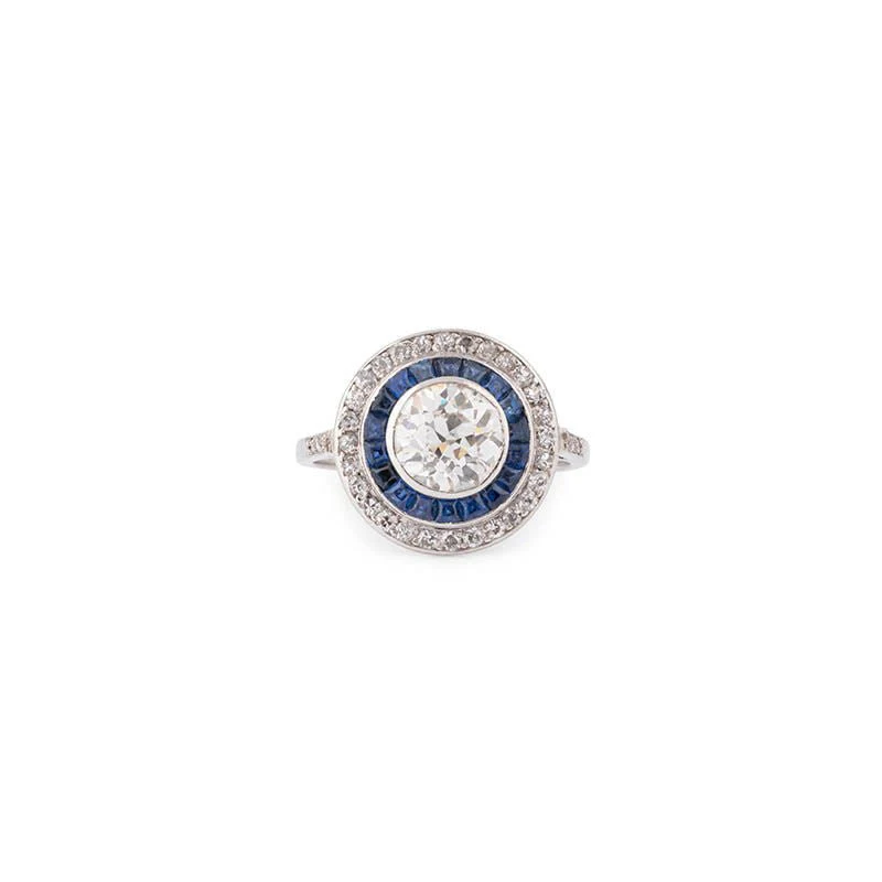 Bague Art Déco en platine, diamants et saphirs - Image 7