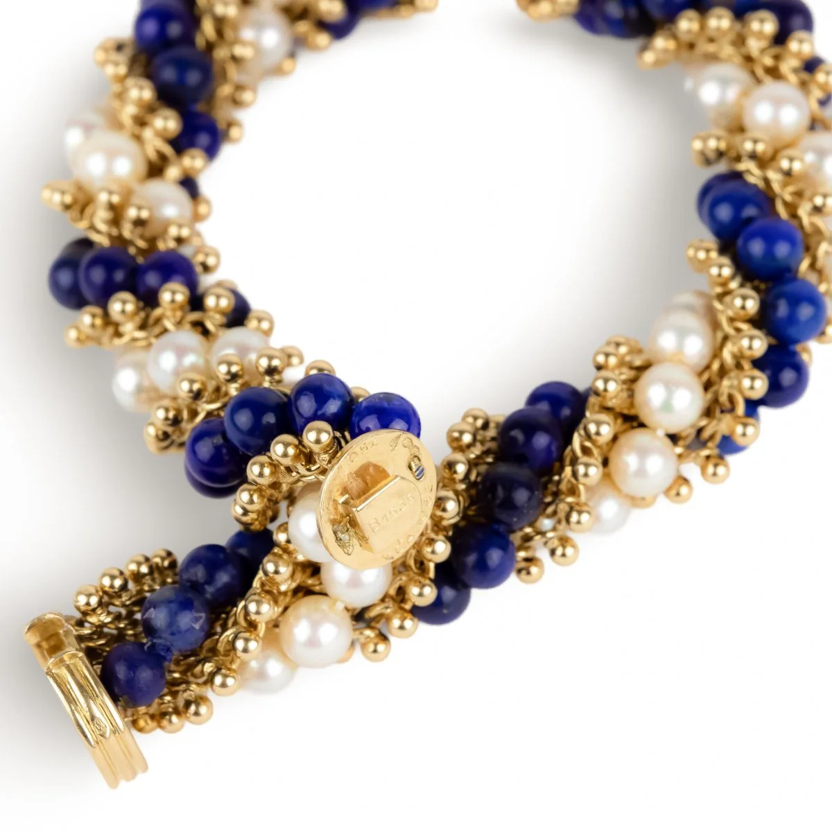 Bracelet VAN CLEEF & ARPELS "Twist" en or jaune, perles et lapis-lazuli - Image 3