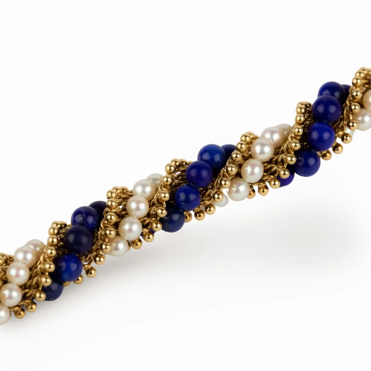 Bracelet VAN CLEEF & ARPELS "Twist" en or jaune, perles et lapis-lazuli - Image 4