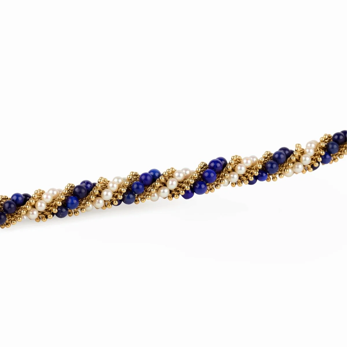 Bracelet VAN CLEEF & ARPELS "Twist" en or jaune, perles et lapis-lazuli - Image 5