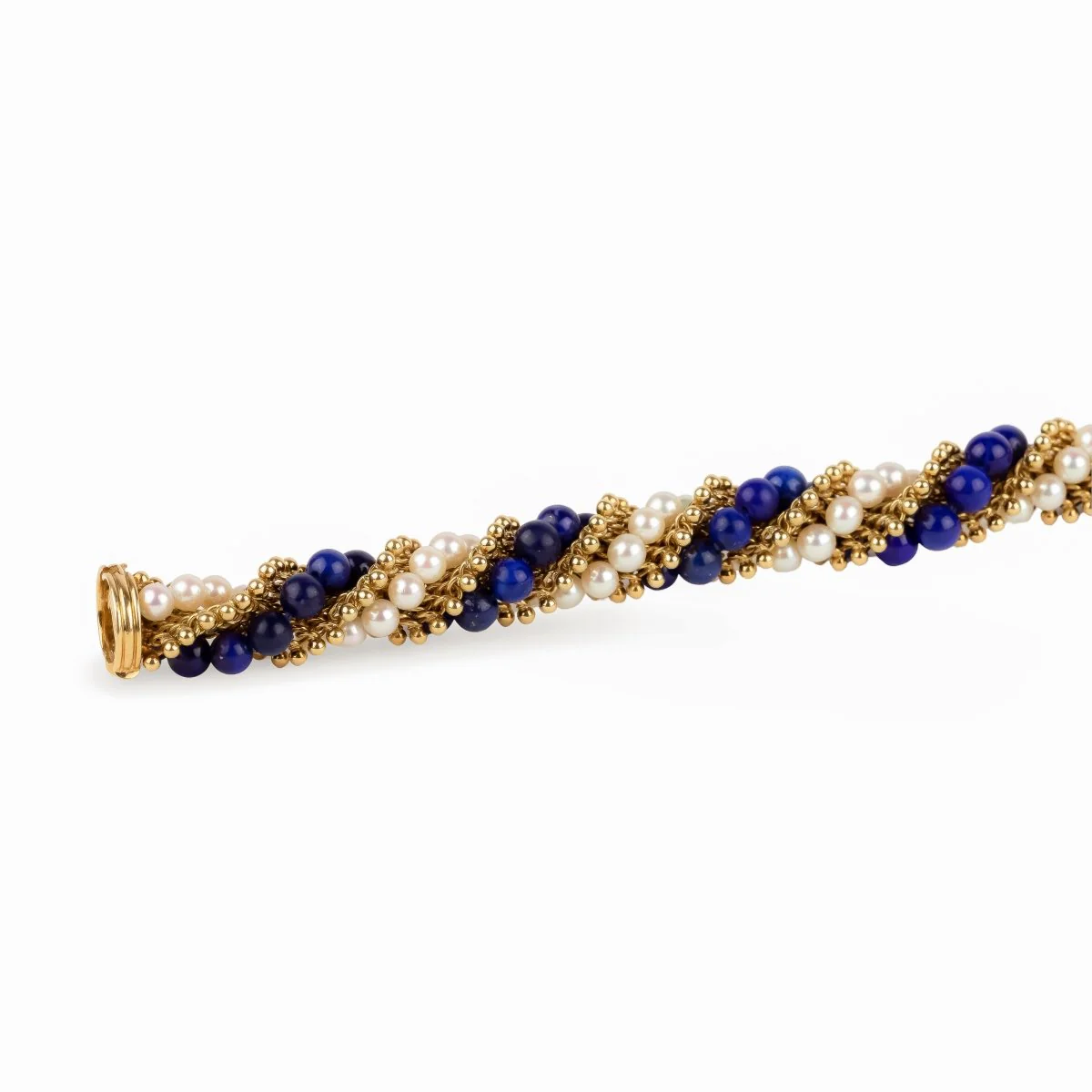 Bracelet VAN CLEEF & ARPELS "Twist" en or jaune, perles et lapis-lazuli - Image 6