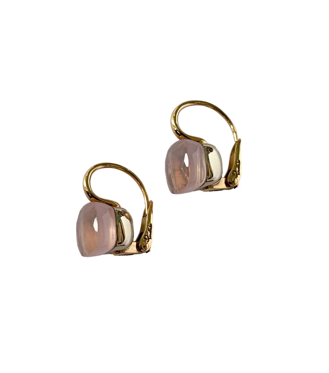 Paire de boucles d'oreilles POMELLATO Nudo Classic en or rose et quartz rose - Image 2