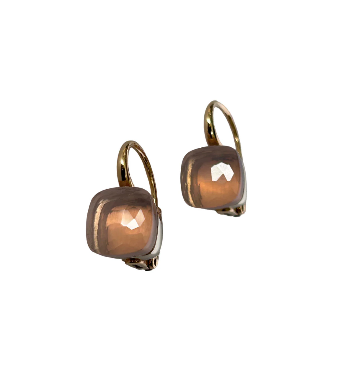 Paire de boucles d'oreilles POMELLATO Nudo Classic en or rose et quartz rose - Image 5