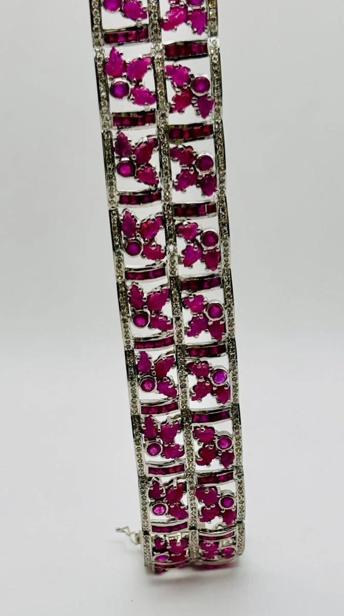 PULSERA DE ORO BLANCO CON RUBÍES - Image 2