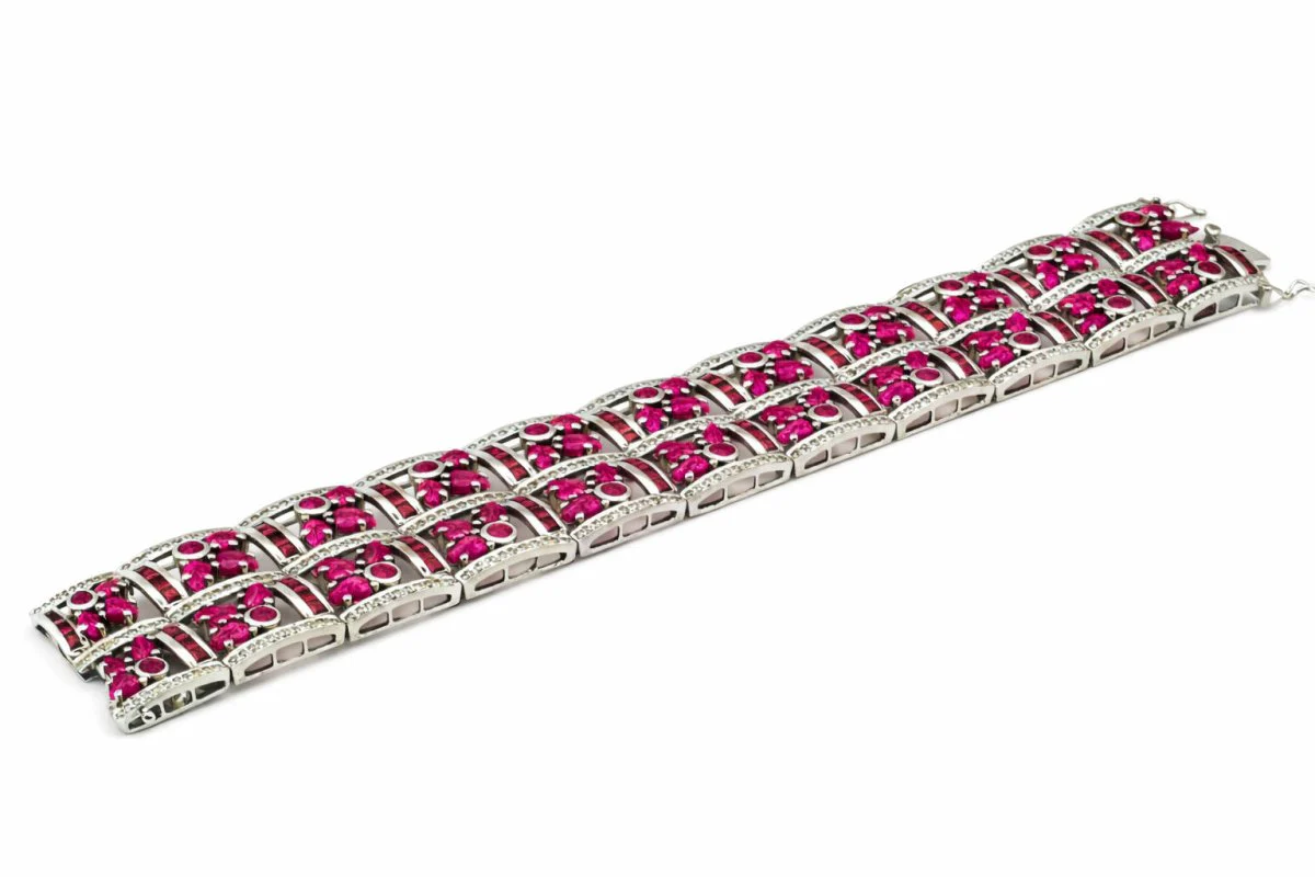 PULSERA DE ORO BLANCO CON RUBÍES - Image 3