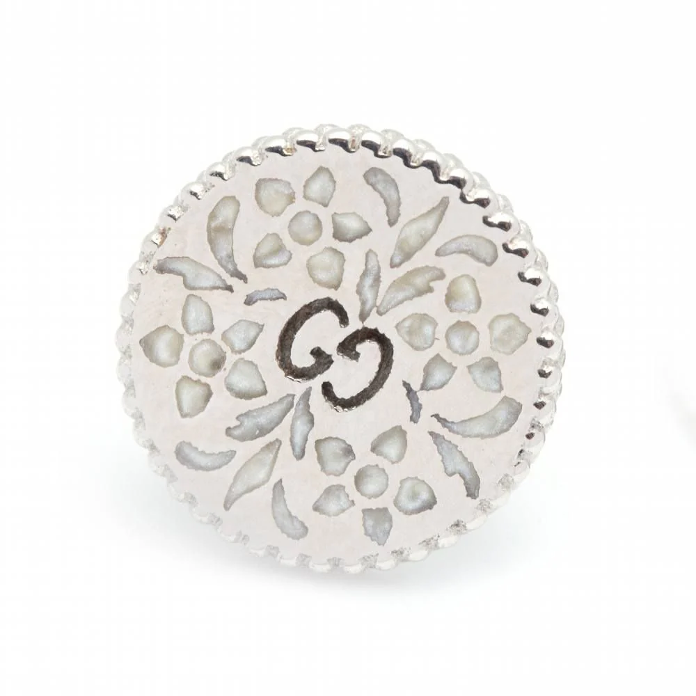 Boucles d'oreilles GUCCI "Icon Blossom" en or blanc et émeraude - Image 2