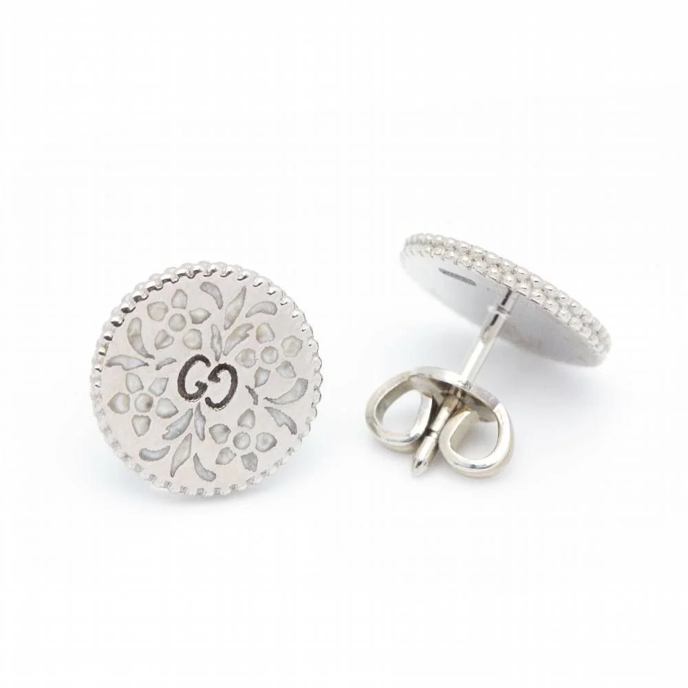 Boucles d'oreilles GUCCI "Icon Blossom" en or blanc et émeraude - Image 3