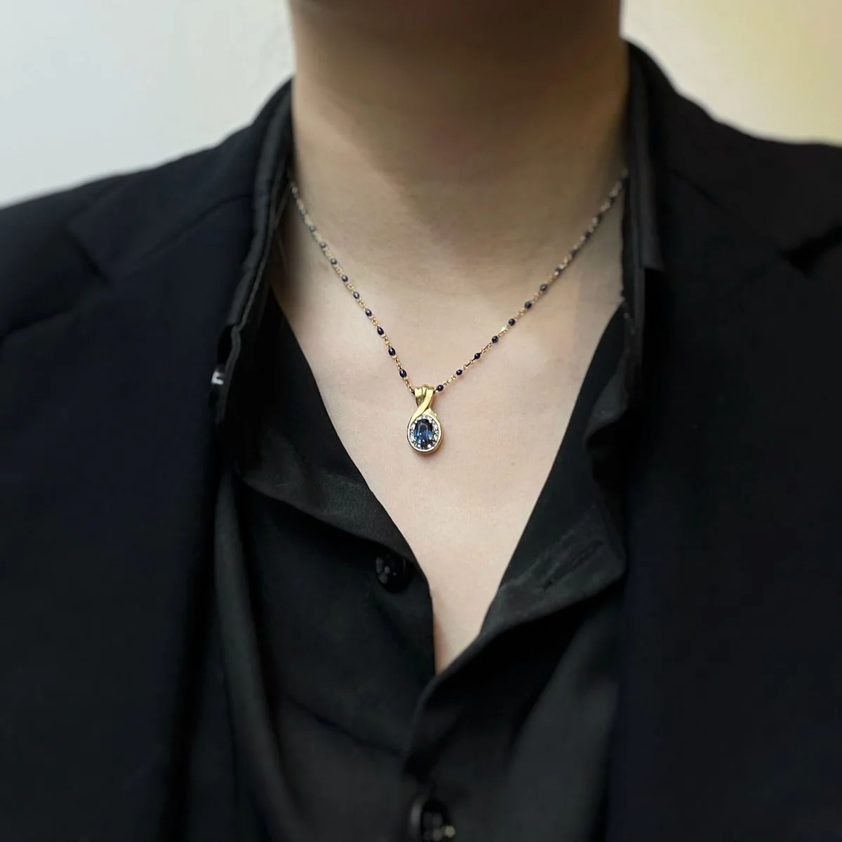 Pendentif - Or, Saphir et Diamants - Image 3