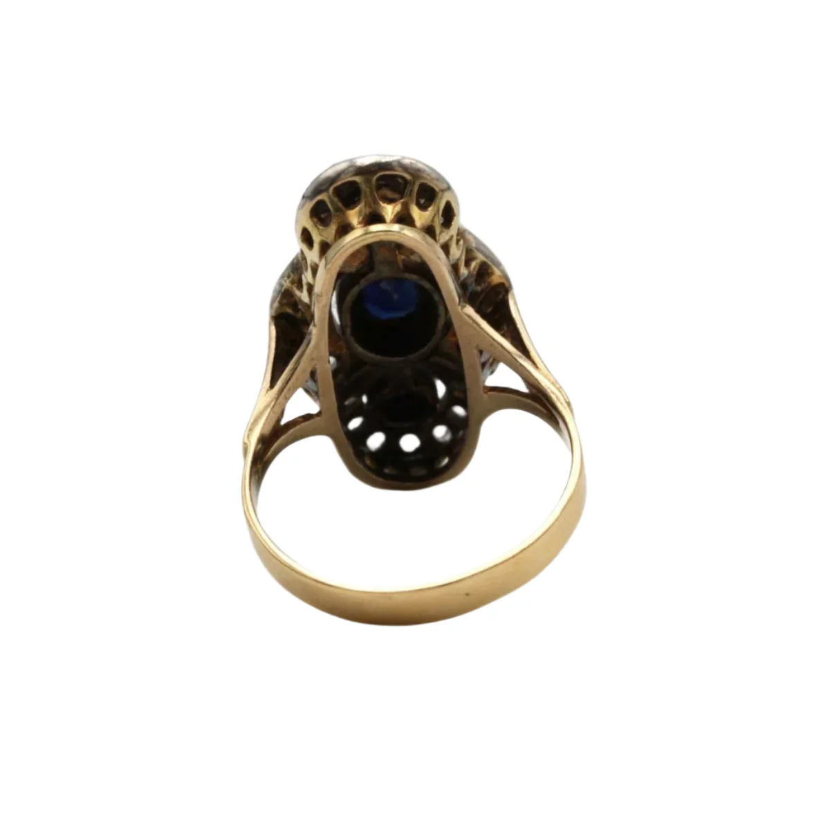 Bague en or jaune, argent, saphirs et diamants - Image 3